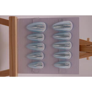 Icicle Press On Nails Handmade Shimmery Blue Medium